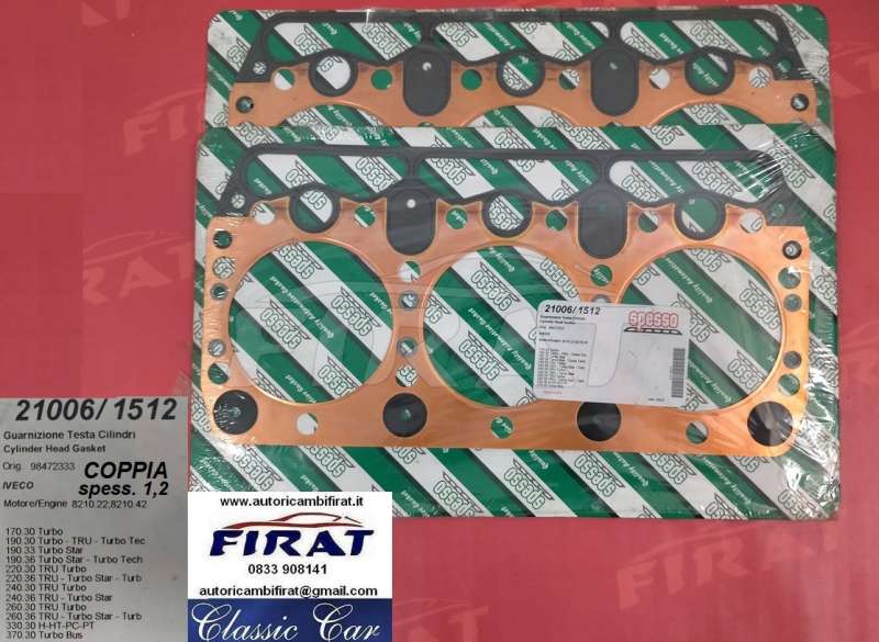 GUARNIZIONE TESTA FIAT 170.30 - 190.30 (21006/1512)